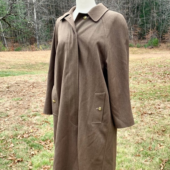 Burberry Brown Wool Gaberdine Womens Long Coat M/L Plaid Liner Excellent Gift - Picture 15 of 15